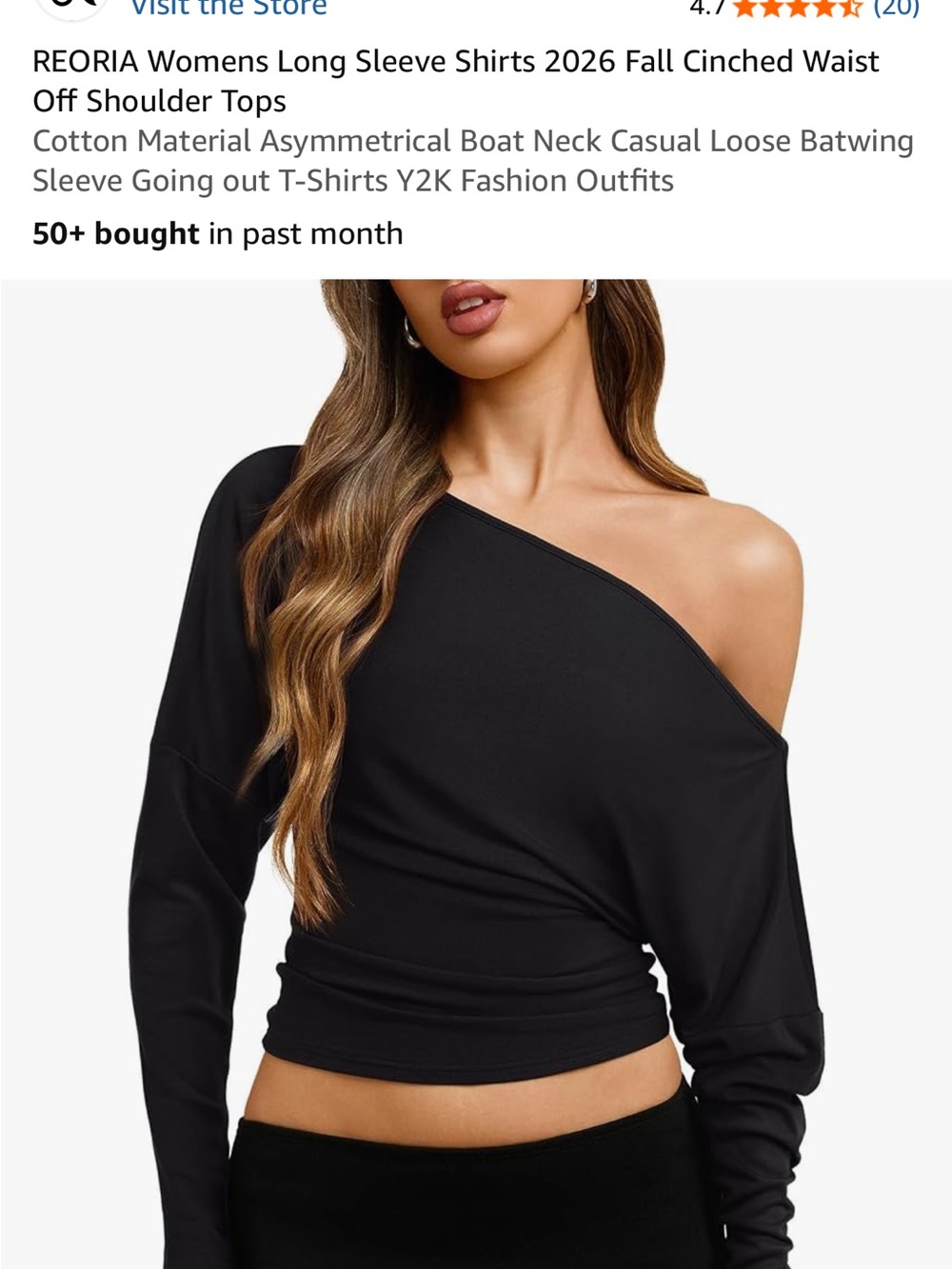 ReoRia Black Off-Shoulder Batwing Sleeve Sweater